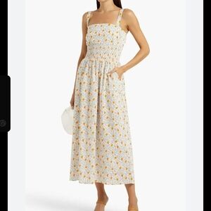 Floral Print White and Orange Dress